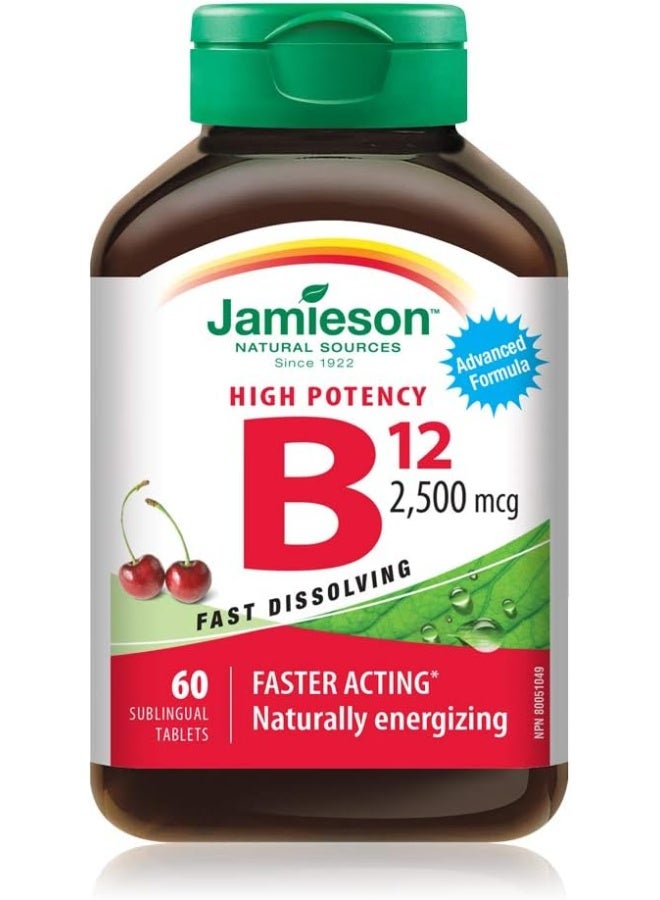 Jamieson Vitamin B12 2,500 Mcg (Methylcobalamin), 60 Sublingual Tablets - Image 1