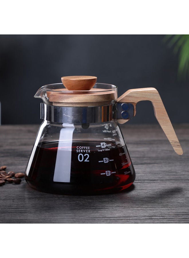 NIBEMINENT Wooden Handle Coffee Server With Lid Brown/Clear 600ml - Image 4