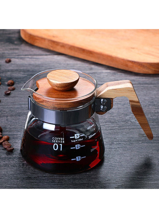 NIBEMINENT Wooden Handle Coffee Server With Lid Brown/Clear 600ml - Image 5