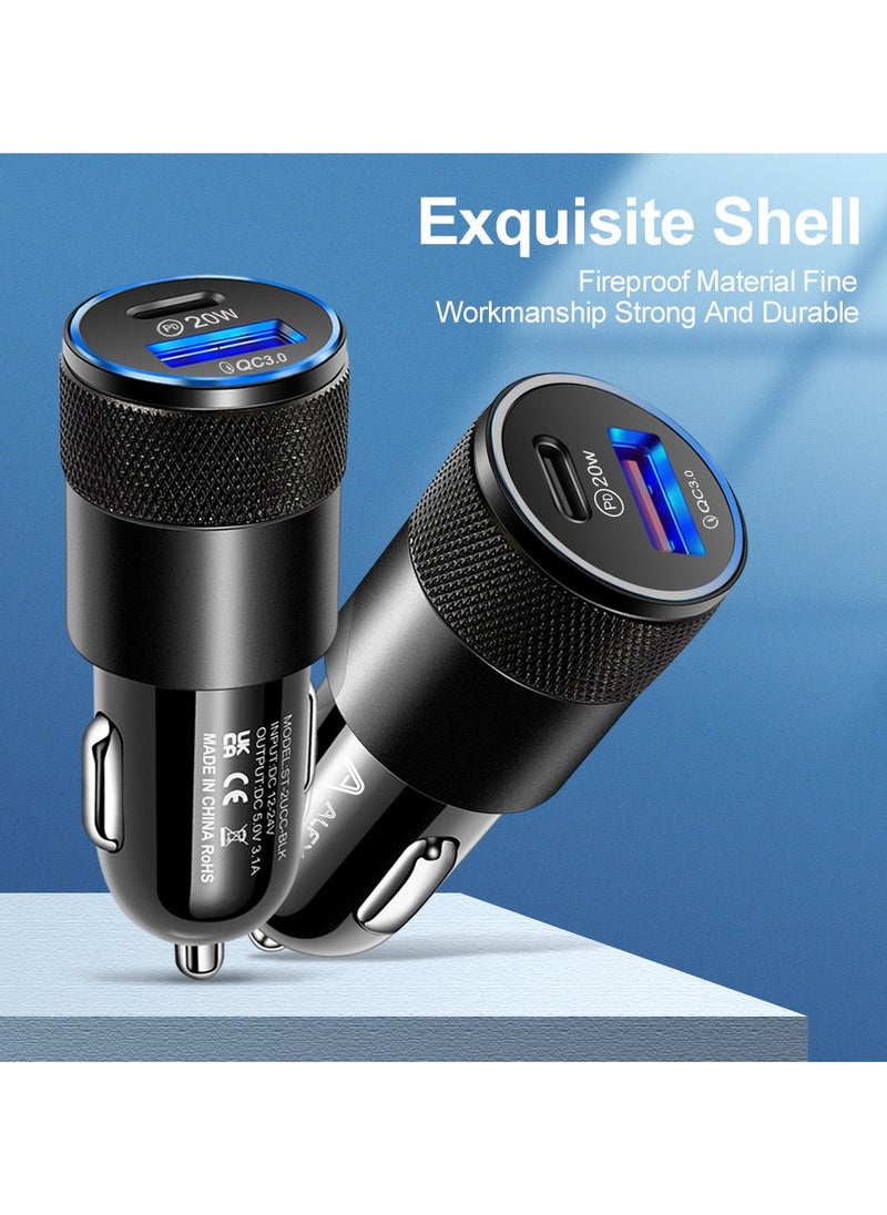 ALFY & CO Car Charger Fast Charging 38W Dual USB Car Plug Adapter Car Charger Type C Compatible with iPhone 15 Pro Max/15 Pro/15/14/13 Pro Max/12/11, iPad Pro/mini 6,Samsung S23/S22, Huawei Mate20,etc Black  - Image 4