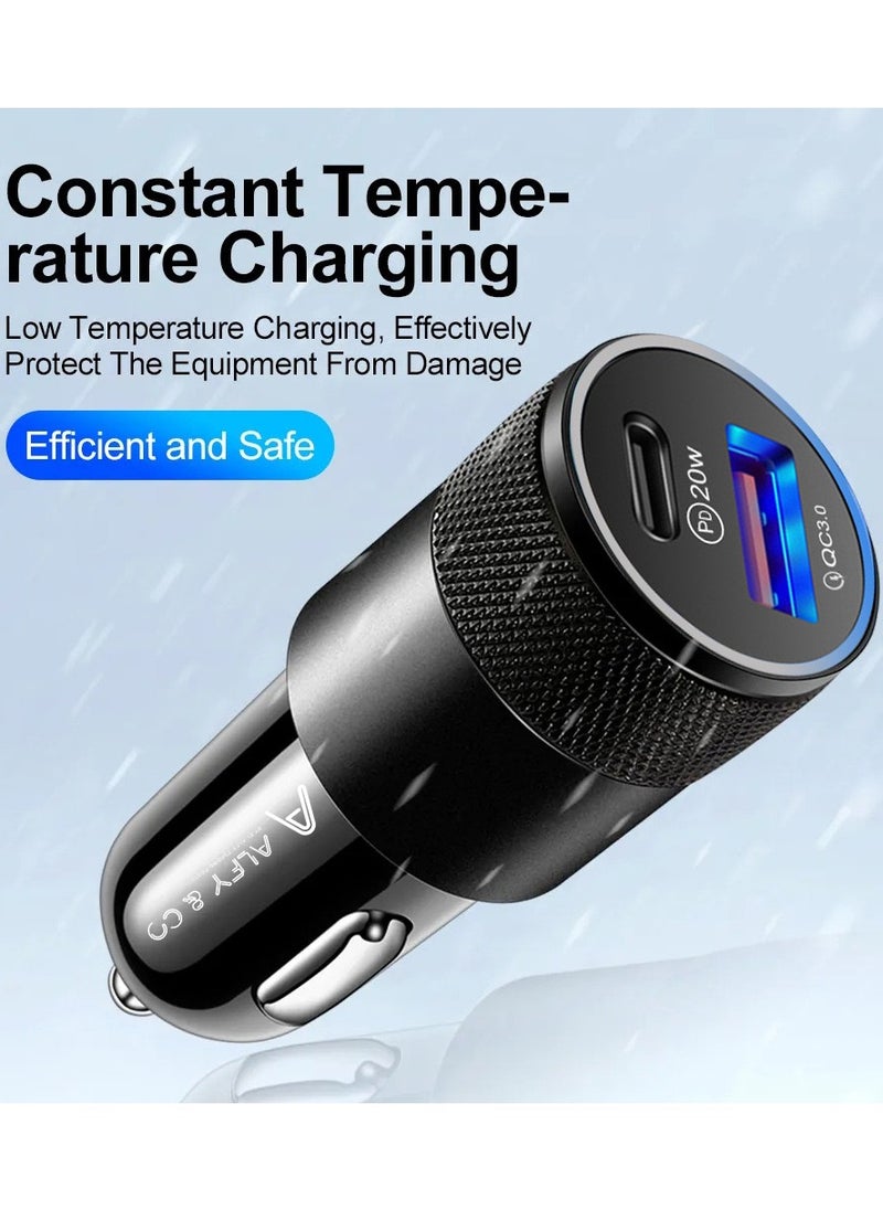 ALFY & CO Car Charger Fast Charging 38W Dual USB Car Plug Adapter Car Charger Type C Compatible with iPhone 15 Pro Max/15 Pro/15/14/13 Pro Max/12/11, iPad Pro/mini 6,Samsung S23/S22, Huawei Mate20,etc Black  - Image 5