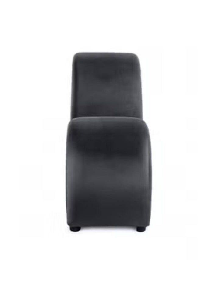 House One Small Romantic Chaise Longue Luxury Solid Pattern Of Velvet Fabric - Dark Grey -170x70x40cm - Image 5