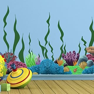 Create-A-Mural Coral Reef & Seaweed, Ocean Wall Decals, Undersea Decor Stickers for Kids Room (34) Underwater Sea Wall - Image 1