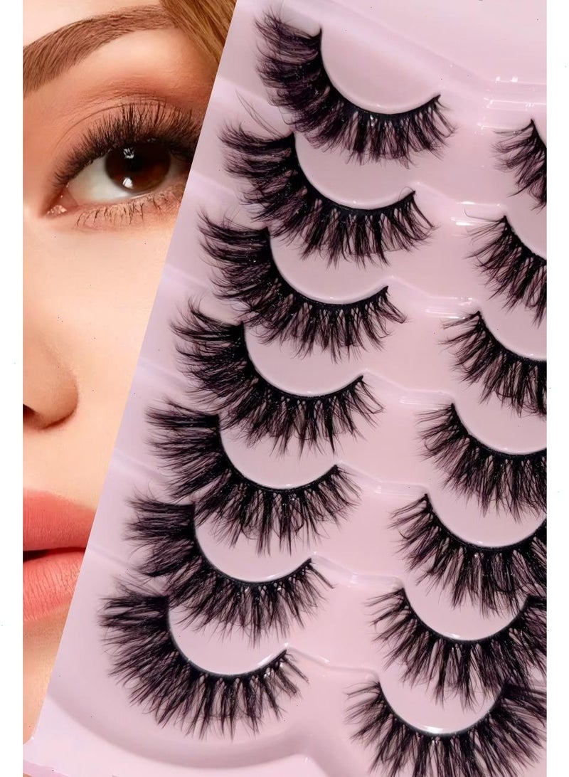 رموش صناعية تشبه فرو المنك رموش صناعية طبيعية ناعمة رموش ناعمة تشبه فرو المنك رموش صناعية رقيقة 7 أزواج - Image 1