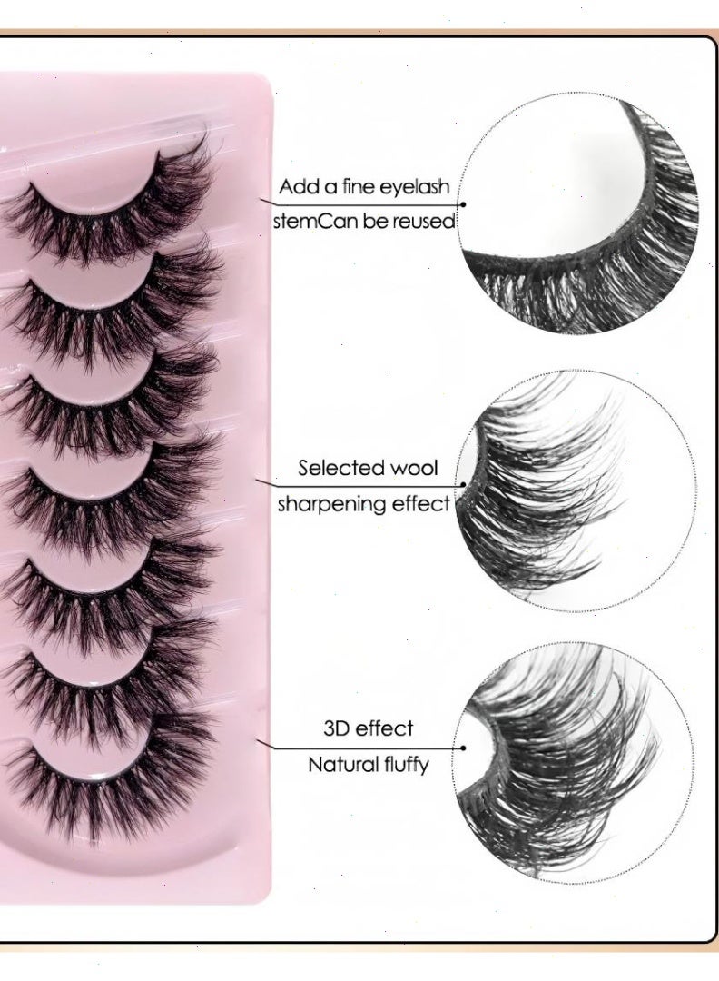 رموش صناعية تشبه فرو المنك رموش صناعية طبيعية ناعمة رموش ناعمة تشبه فرو المنك رموش صناعية رقيقة 7 أزواج - Image 2