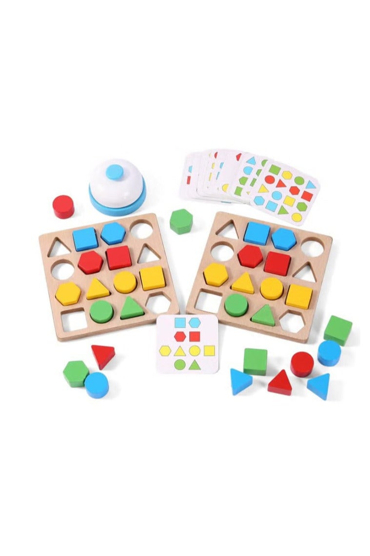 Wooden Color Matching Puzzle Montessori Educational Toys for Preschool Kids Ages 3 4 5 6 Years Old Boys Girls Brain Teaser Game with Bell Cards - Image 1
