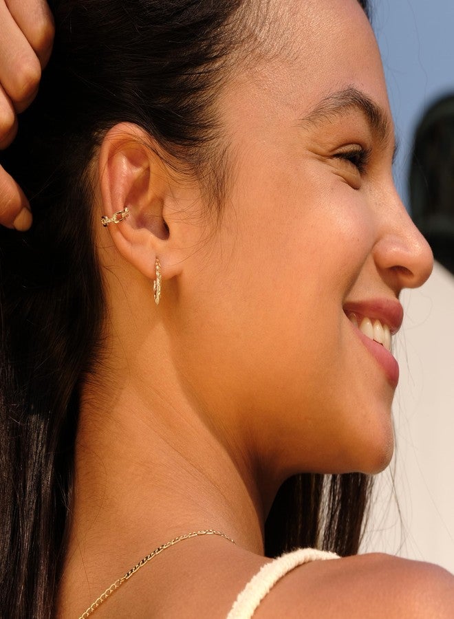 VACRONA Cubic Zirconia Huggie Earrings 14k Gold Plated Tiny Earrings Small Huggie Hoop Earrings Simple Lightweight Hoops Gift for Women, Brass, Cubic Zirconia - Image 2