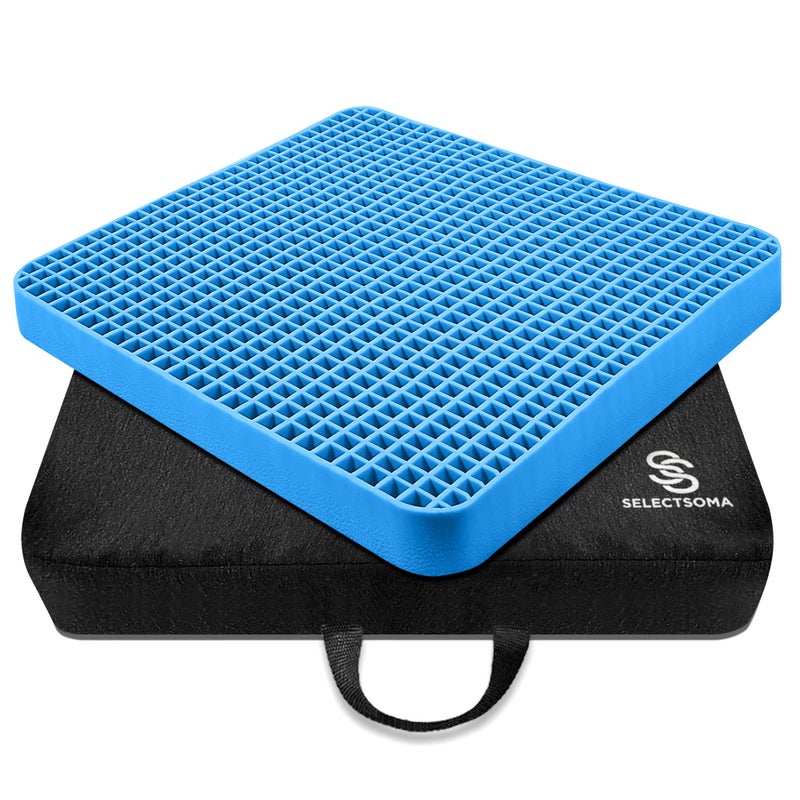 SelectSoma Travel Gel Seat Cushion for Long Sitting  Travel Pad for Car Truck Office Chair Wheelchair  Cooling Gel Cushion for Sciatica Tailbone Back Pain and Pressure Relief
