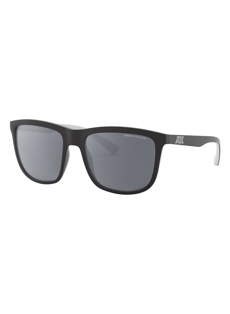ARMANI EXCHANGE SUNGLASS AX4093S 8078Z3 SIZE 56 MATTE BLACK FRAME WITH MIRROR SILVER POLARIZED LENS UNISEX - Image 1