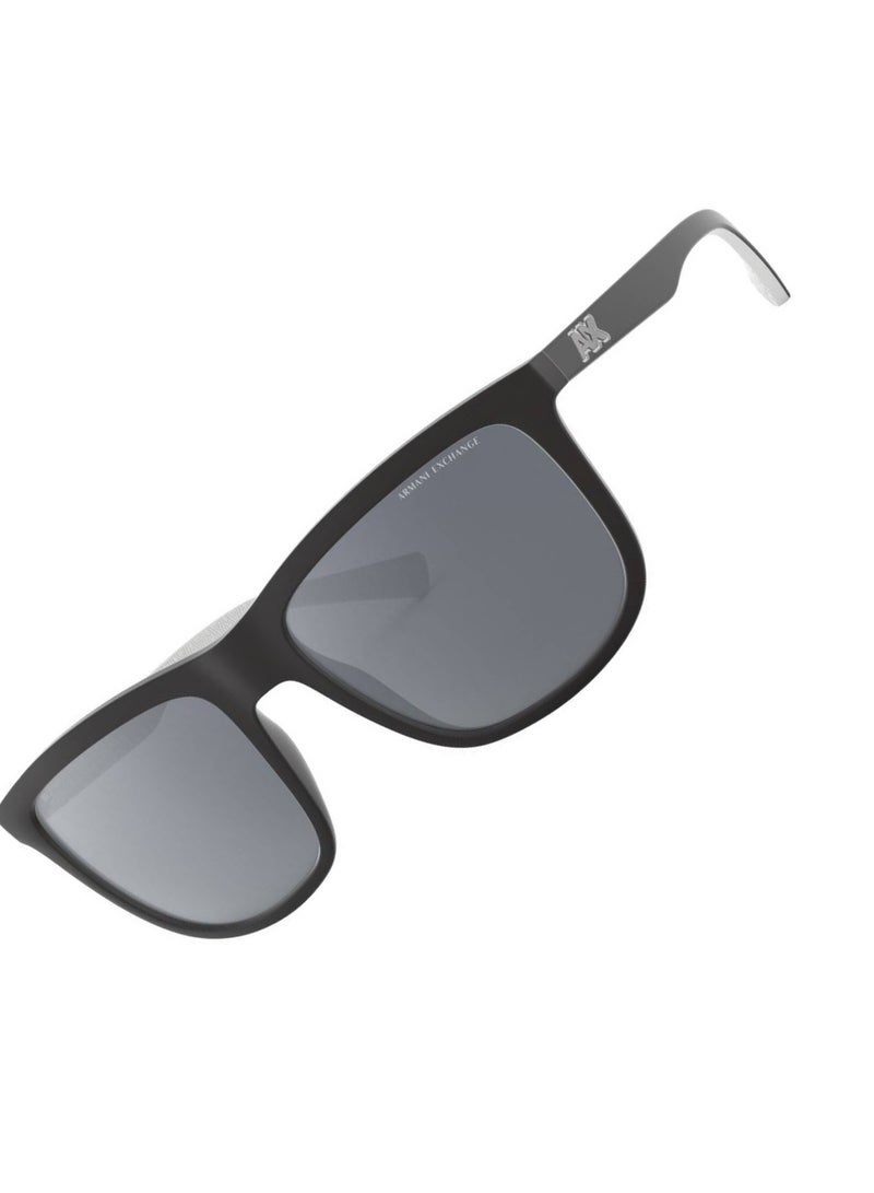 ARMANI EXCHANGE SUNGLASS AX4093S 8078Z3 SIZE 56 MATTE BLACK FRAME WITH MIRROR SILVER POLARIZED LENS UNISEX - Image 4