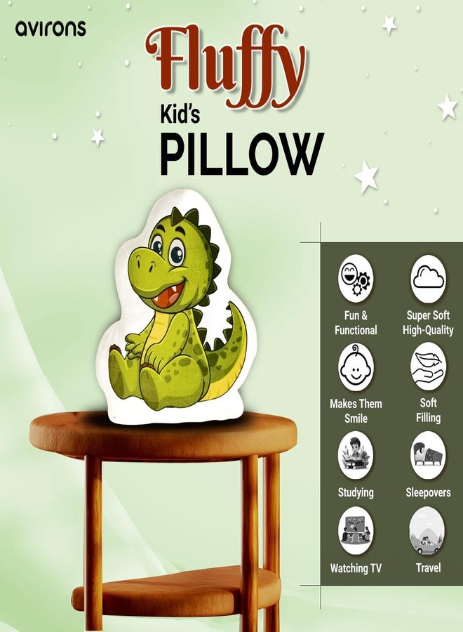 Avirons Kids’ Plush Dinosaur Face Pillow - Soft, Snuggly, and Fun Cushion Perfect for Naptime, Playtime, or Relaxing, Adding Comfort and Jungle Adventure to Every Moment - Image 3