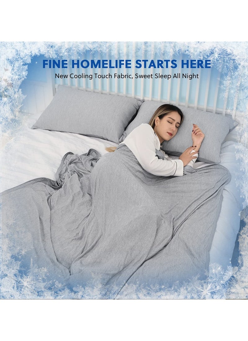 Excefore - Cooling Blankets, Blankets for Hot Sleepers, Summer Blanket Thin Lightweight Breathable Soft Double Side Enhanced Cooling Blanket for Bed, Keep Cool for Night Sweats, Grey, 150*200cm - Image 1