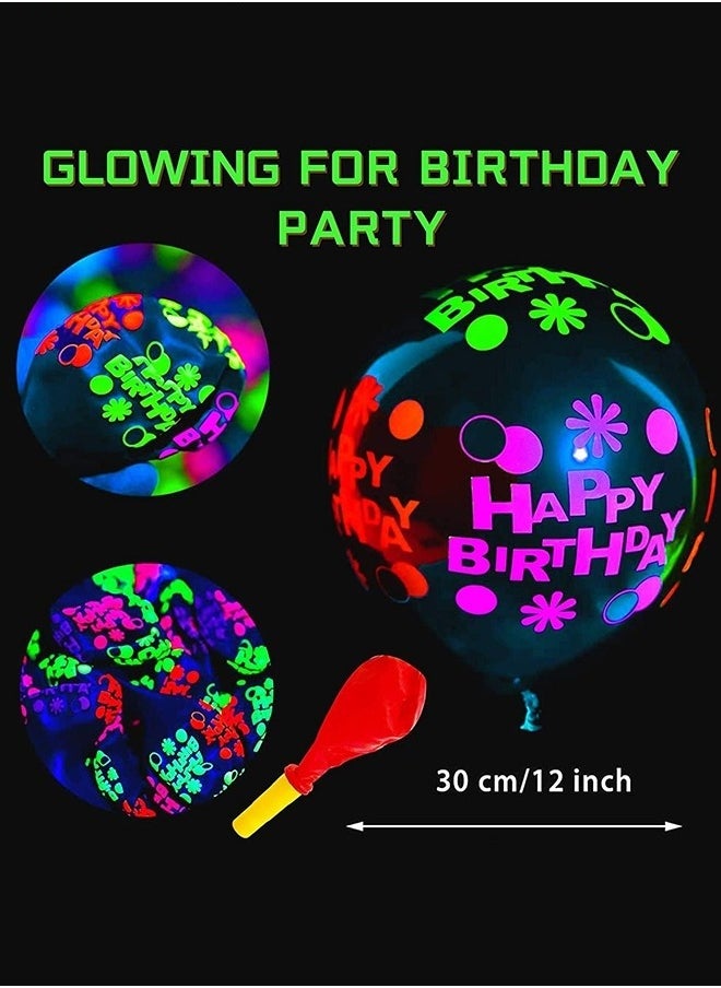 MIXDE - 130 Pcs Party Balloons,Glow in The Dark Birthday Party Decorations, Neon Birthday Party Decorations with Neon Balloons,Glow in The Dark Party supplies, Neon Party Decor for Birthday - Image 1