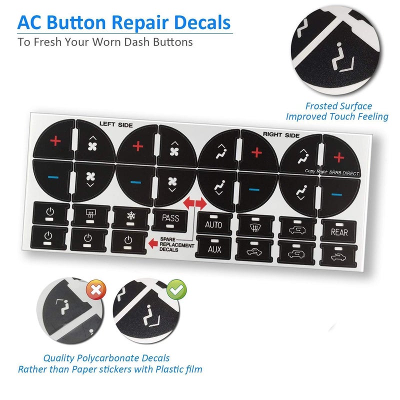 TraderPlus 4PCS Replacement AC Control Dash Button Stickers for SUV Truck - Image 2