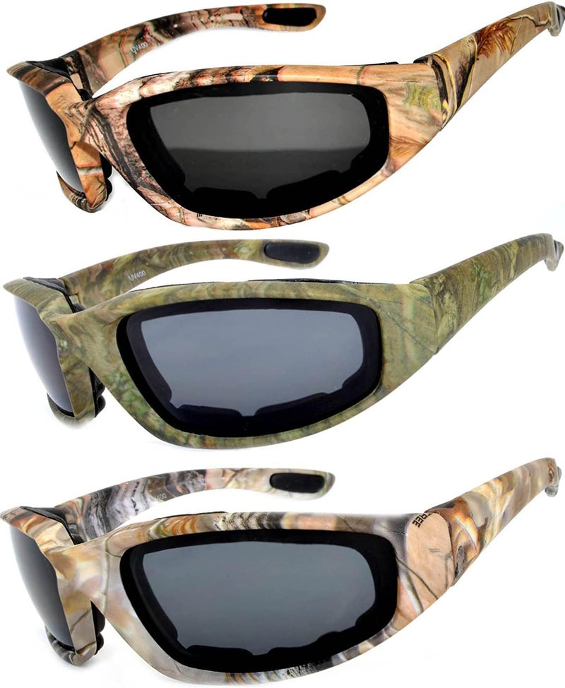 OWL 3 Pack Motorcycle Riding Glasses, Padded Sport Sunglasses, Assorted Colors for Men and Women - Image 1