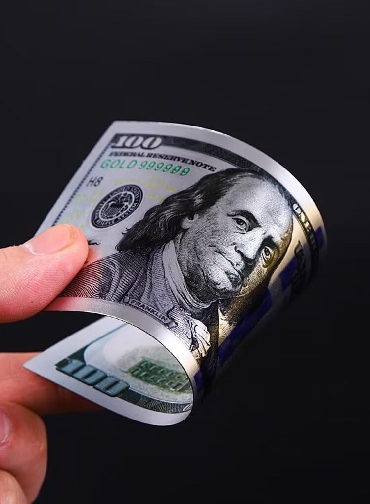 MissTiara 50 Pcs Silver 100 Dollar Bills 100 Gold Foil Banknotes for Party Money Albums Home Decoration - Image 3