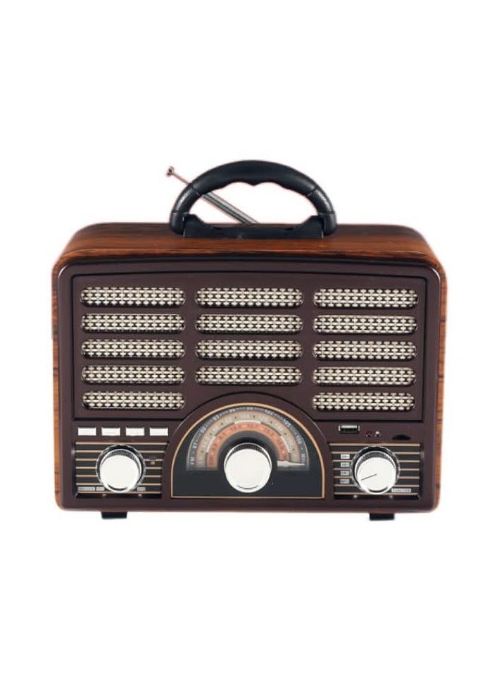Denx Rechargeable HI-FI Radio with Remote Control, Large Capacity Battery, Portable, Retro Style FM Radio, Support Bluetooth, SD Card Slot, USB and AUX Port - Image 1