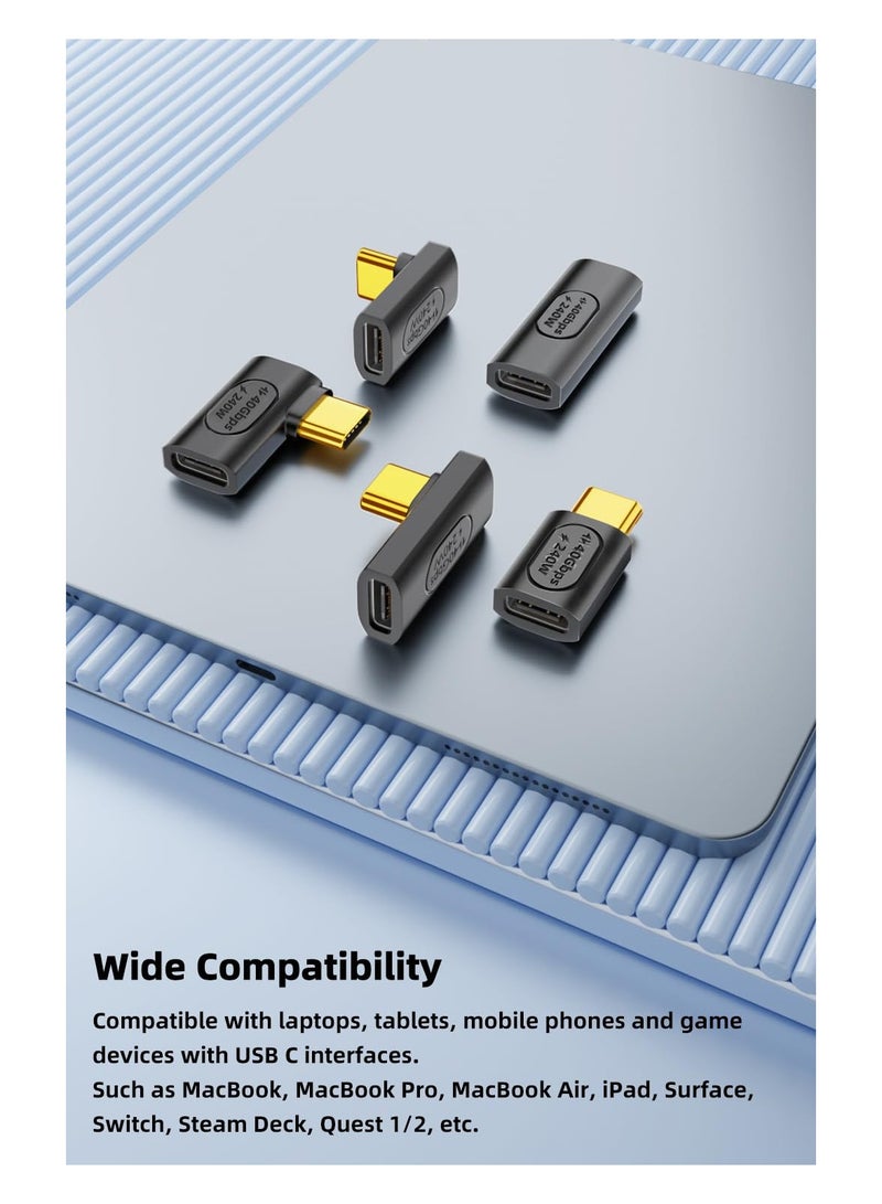 SYOSI 5 Pack USB C Adapter, Vertical and Horizontal 90 Degree USB Type C Male to Female Converter, USB C Female to Female Extender Connector for Steam Deck, Switch, MacBook, Laptop, Tablet, Phone - Image 5