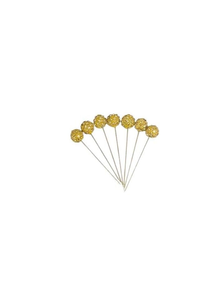 دبابيس من أكسسورايز كينغدوم، ١٢ دبوسًا دائريًا مرصعًا باللؤلؤ الصناعي والألماس، برأس إبرة كبيرة | بروش للنساء | ١٢ قطعة (ذهبي (عبوة واحدة))