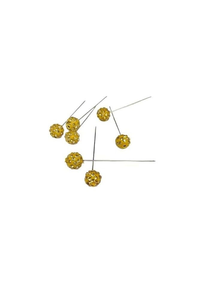 دبابيس من أكسسورايز كينغدوم، ١٢ دبوسًا دائريًا مرصعًا باللؤلؤ الصناعي والألماس، برأس إبرة كبيرة | بروش للنساء | ١٢ قطعة (ذهبي (عبوة واحدة))