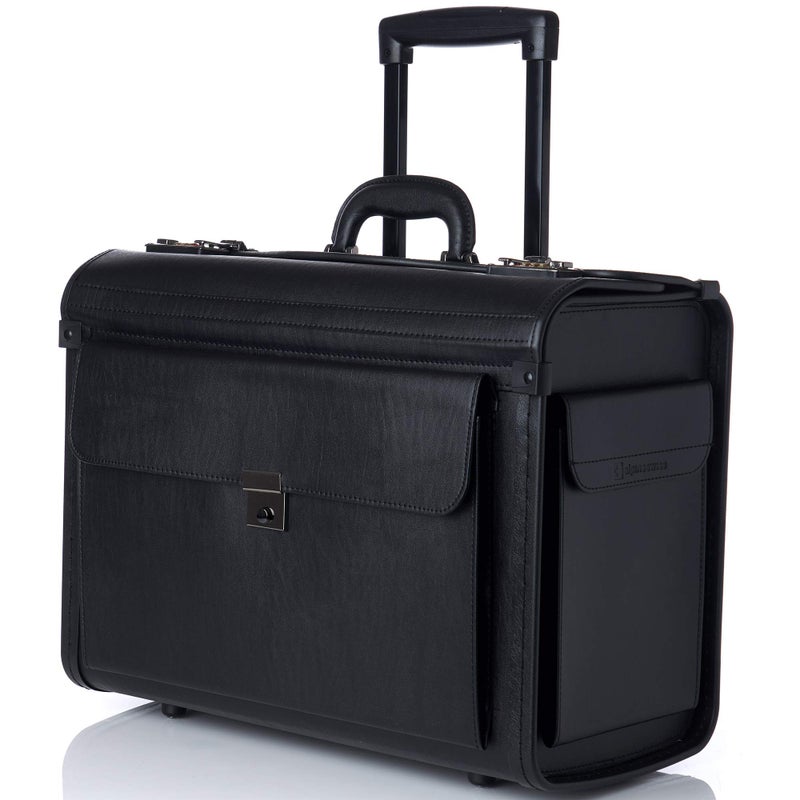 Alpine Swiss Alpine Swiss Rolling 17" Laptop Briefcase on Wheels Attache Lawyers Case Legal Size, Black, One Size  - Image 1