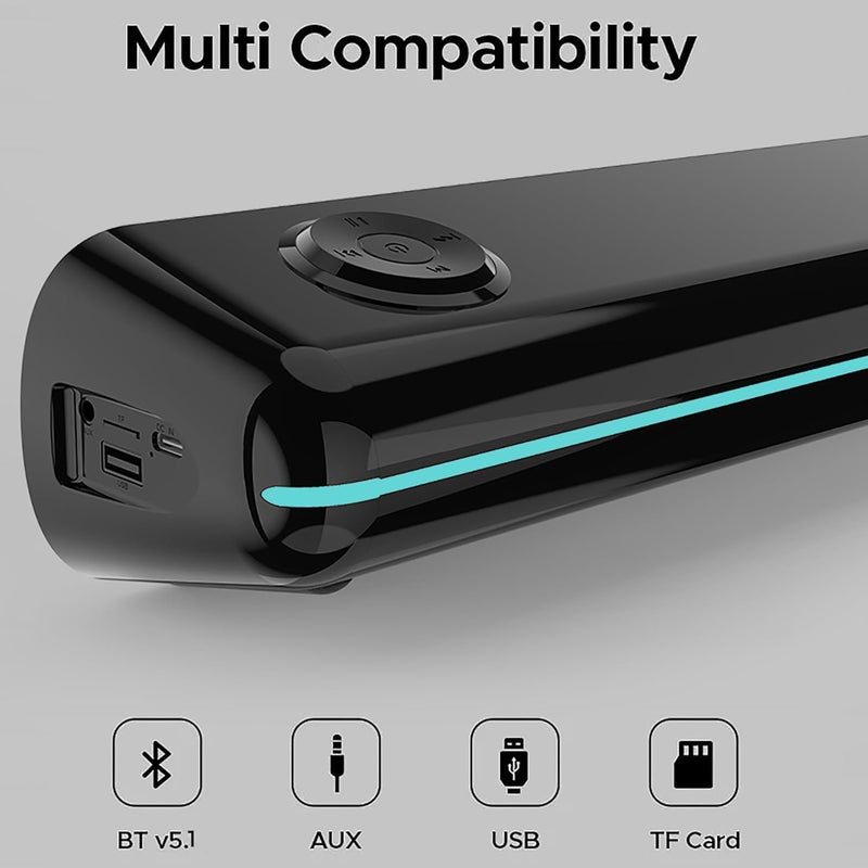 Z10 Pro 20W Wireless Bluetooth Sound Bar - Portable Mini Speaker for Enhanced Surround Sound, Gaming, Music, TV, PC, Tablets, and Laptop - Loud Stereo Audio for Home Theater (1 Piece) - Image 3