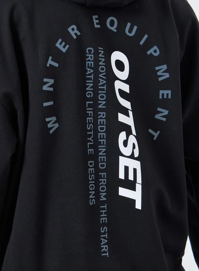 Styli Men Black Printed Oversized Hoodie
