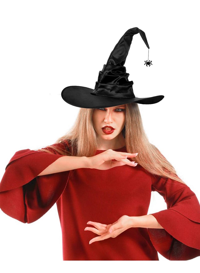 Pleated Witch Hat Costume Accessories Party Role Play Props Halloween (Black Spider Style) - Image 2