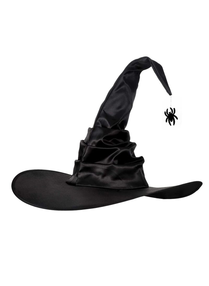 Pleated Witch Hat Costume Accessories Party Role Play Props Halloween (Black Spider Style) - Image 1
