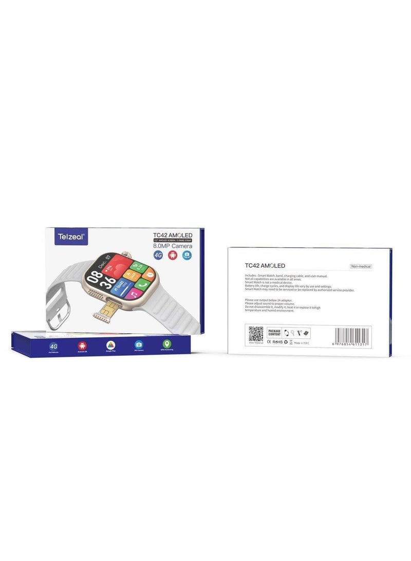Telzeal TC42 SMART WATCH SIM CARD 2.2" AMOLED SCREEN  8.0MP Camera - Image 1