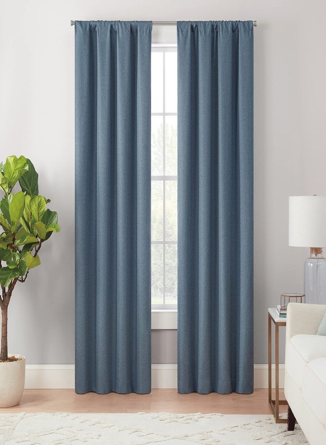 Eclipse Cannes Magnitech 100% Blackout Curtain, Rod Pocket Window Curtain Panel, Seamless Magnetic Closure for Bedroom, Living Room or Nursery, 63 in long x 40 in wide, (1 Panel), Denim Blue - Image 1