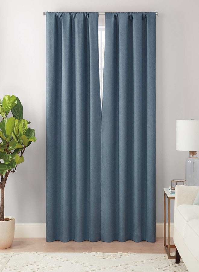Eclipse Cannes Magnitech 100% Blackout Curtain, Rod Pocket Window Curtain Panel, Seamless Magnetic Closure for Bedroom, Living Room or Nursery, 63 in long x 40 in wide, (1 Panel), Denim Blue - Image 2