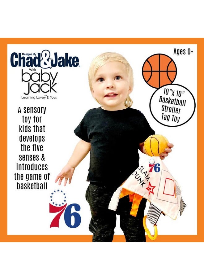 The Learning Lovey Philadelphia 76Ers Baby Tag Toy Nba Basketball Baby Sensory Crinkle Toys Soft & Safe Ideal Baby Stroller Toy Bpa Free W/Stroller Clip  - Image 2