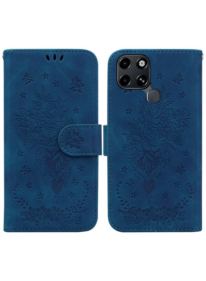 Zaboon Case For Infinix Smart 6 Butterfly Rose Embossed Leather Phone Case - Image 1