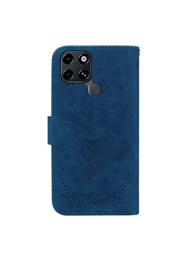Zaboon Case For Infinix Smart 6 Butterfly Rose Embossed Leather Phone Case - Image 3