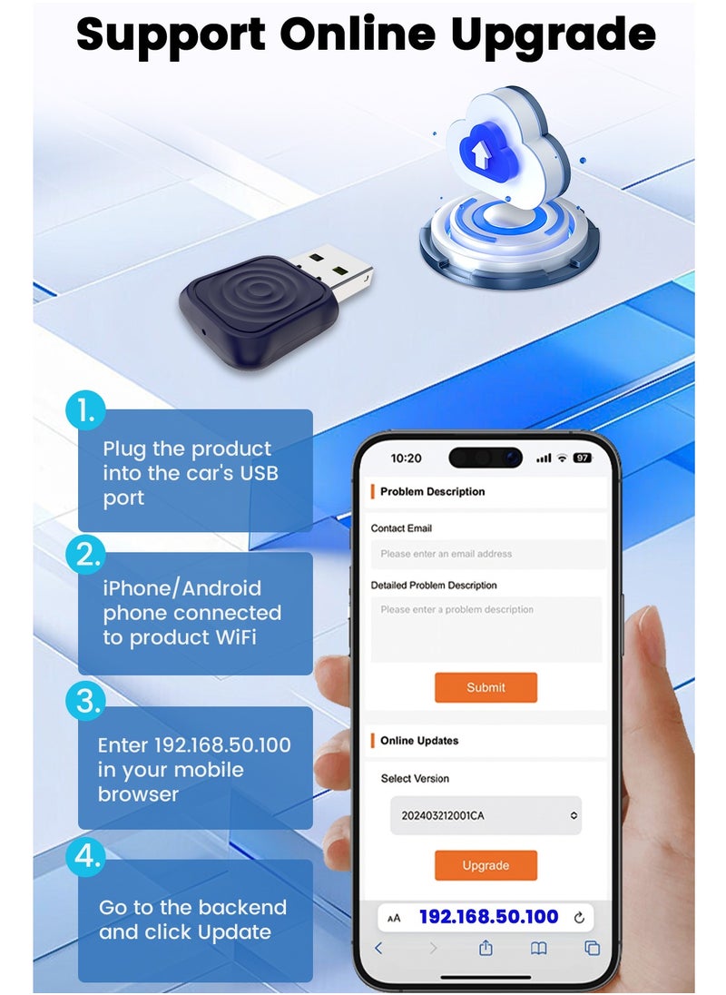 Carlinkit - CarlinKit Mini Ultra Wireless USB Dongle Wireless Android Auto & Wireless CarPlay For 98% Cars 2-In-1 Smart Car Adapter - Image 1