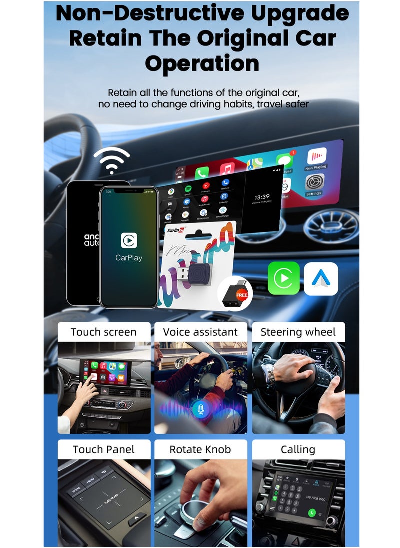 Carlinkit - CarlinKit Mini Ultra Wireless USB Dongle Wireless Android Auto & Wireless CarPlay For 98% Cars 2-In-1 Smart Car Adapter - Image 1