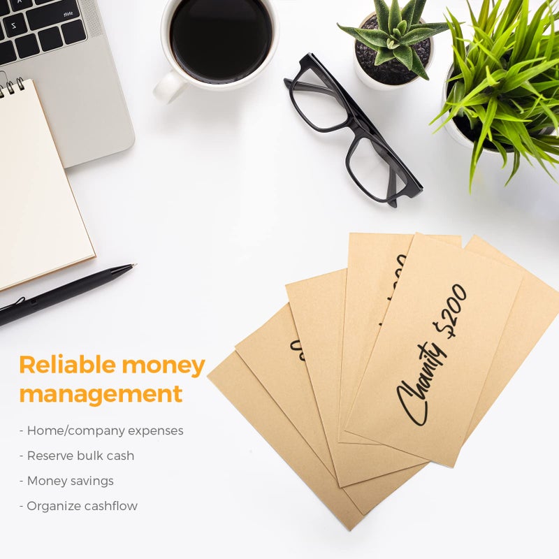 ACSTEP 100 PACK Brown Cash Envelopes 3 1/2 x 6 1/2 for Budgeting, Small Kraft Money Envelopes Self Adhesive for Cash, Coins, Check, Seeds, Money Savings Challenges - Image 4