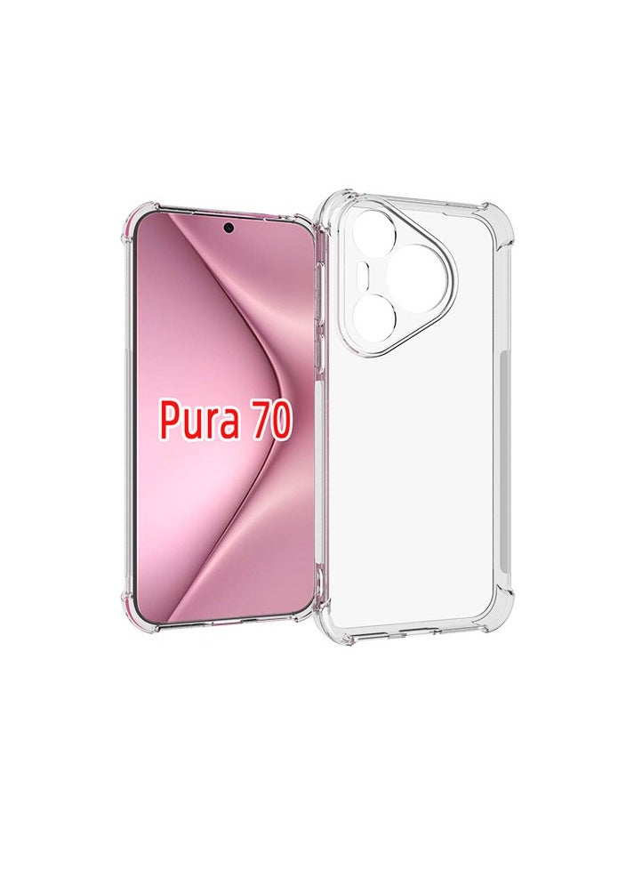 Generic - 2 in 1 HUAWEI Pura 70 Phone Case Cover & Screen Protector - Shockproof  Slim TPU Protective Phone Cover & Full Coverage Delicate Touch Tempered Glass Screen Protector for HUAWEI Pura 70 . - Image 1