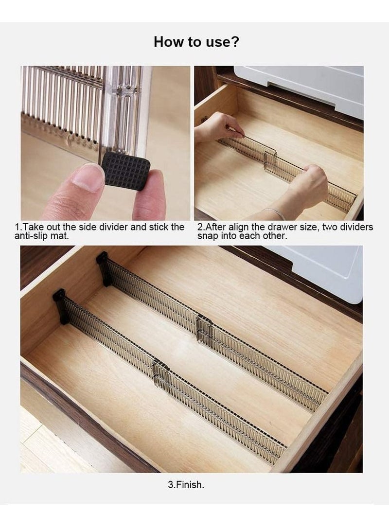 Excefore Drawer Dividers 2 Pack, Dresser Drawer Organizers Separators Expandable 51-27.5cm for Divide Kitchen Utensils Clothes, Multi Kitchen Drawer Organizers for Bathroom Bedroom Office Dresser - Image 3