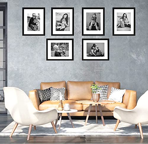 VMUZEDER 11x14 Picture Frame Rustic Black Wood Set of 6,Display Pictures 8x10 with Mat or 11x14 Without Mat,Multi Photo Frames Collage for Wall - Image 5