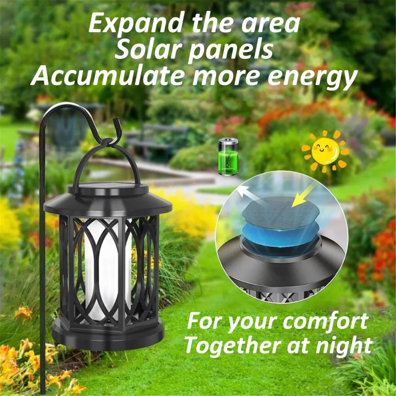 Solar-Powered Outdoor Lantern: 2PCS Black Matte Finish, IP65 Waterproof, Automatic Light Sensor - 20LED Energy-Efficient Garden Light for Outdoor Decor Night Illumination - Image 5