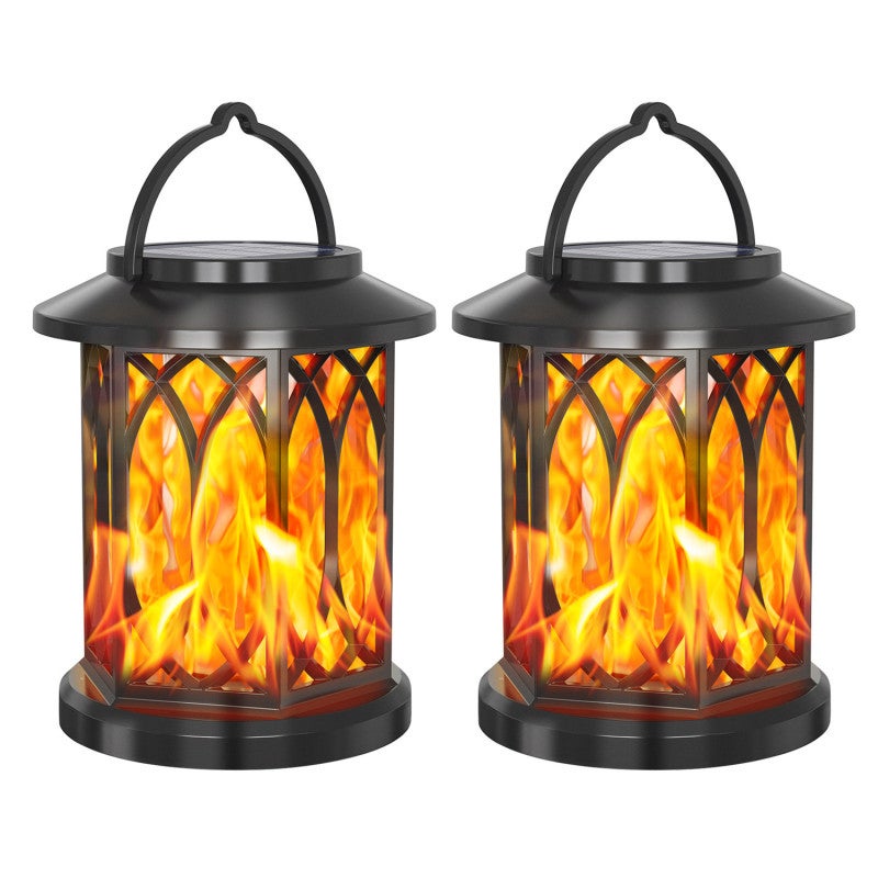 Solar-Powered Outdoor Lantern: 2PCS Black Matte Finish, IP65 Waterproof, Automatic Light Sensor - 20LED Energy-Efficient Garden Light for Outdoor Decor Night Illumination - Image 1