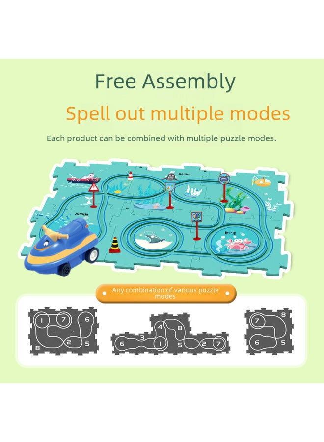 Tiktok Car Map Puzzle Diy Track Suit Electric Car Toy Mini Road Sign Educational Toy - Image 4