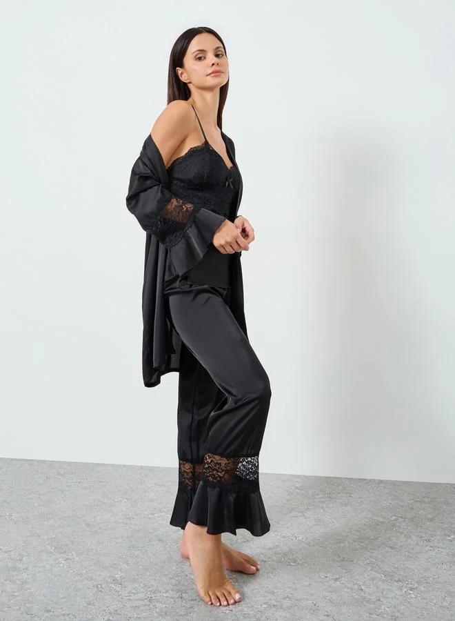 ستايلي Pack of 3 - Lace Insert Cami, Robe and Pyjama