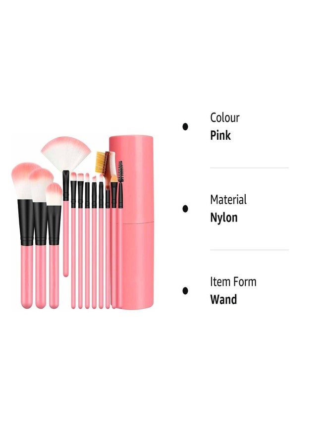 Jangra Women's & Girl's TYA 6155 Multicolor Makeup Kit with 12Pcs Pink Makeup Brushes Set and Pink Makeup Sponge Puff - Image 4