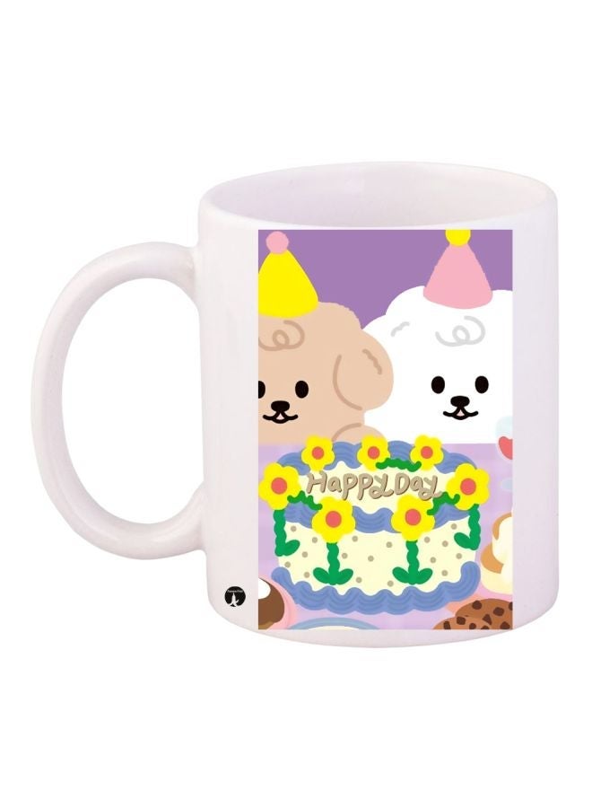 RYN Happy Birthday Printed Coffee Mug White/Blue/Yellow 11ounce