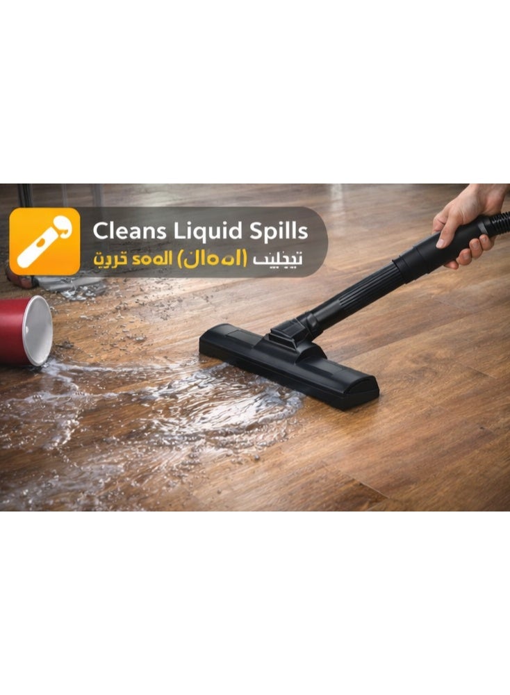 دينكس مكنسة كهربائية DENX DX2062 للتنظيف الجاف والرطب 1500 واط سعة 10 لتر مكنسة قوية لتنظيف المنزل والسيارة والمرآب - Image 2