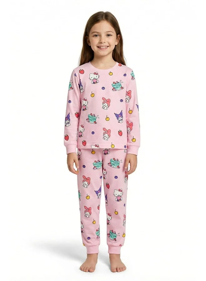 zuzunga Cute Hello Kitty and Kuromi Patterned Girl's Pajama Set.