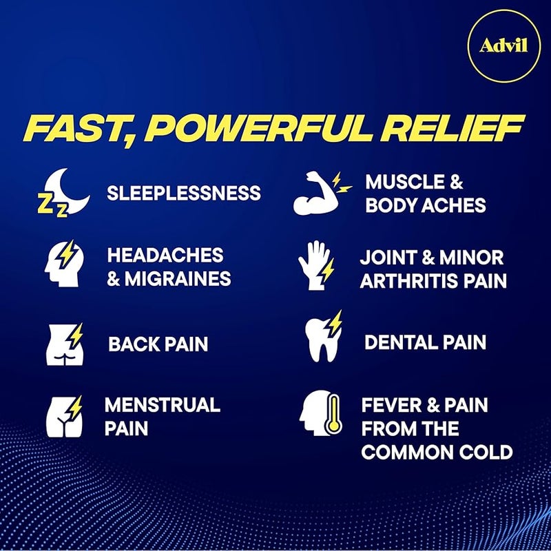 Advil PM Liqui-Gels Pain Reliever and Nighttime Sleep Aid, Pain Medicine with Ibuprofen for Pain Relief and Diphenhydramine HCL for a Sleep Aid - 40 Liquid Filled Capsules - Back to College - Image 2